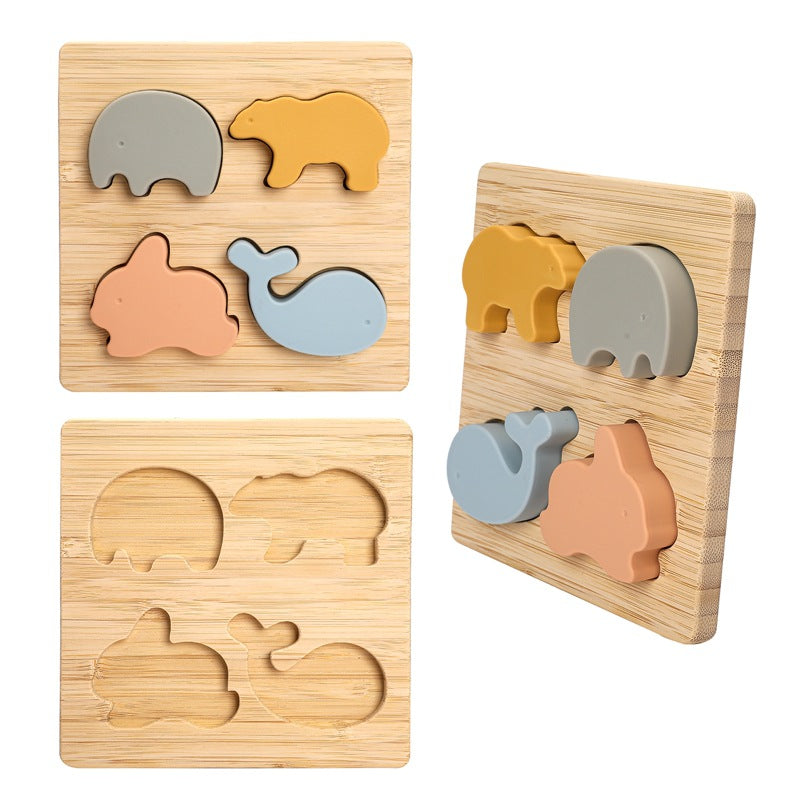 Building Blocks Food Grade Silicone Baby Animal Puzzle Toys