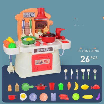 Children's Play House Tableware Table Light and Music Loop Water Cooking