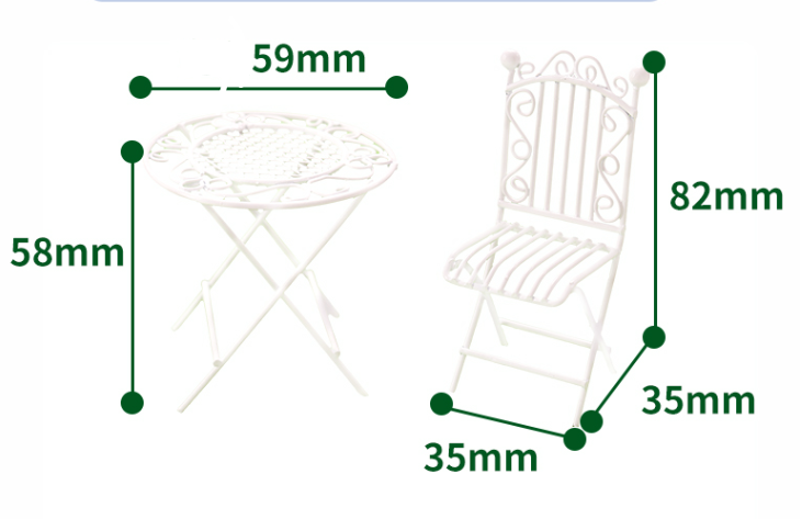 Iron Art Table And Chair Coffee Table And Chair Mini Model