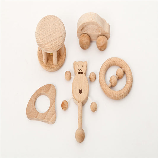 Baby Cartoon Intelligence Development Wooden Unpainted Toys