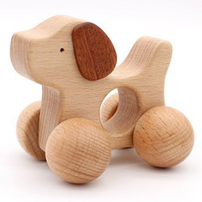 Baby Dog Shape Ecofriendly Wooden Car Infant Animal Puzzle Toys