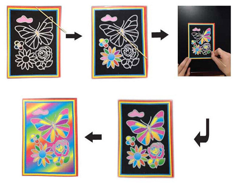 Scratch Art Paper Magic Painting Paper With Drawing Stick