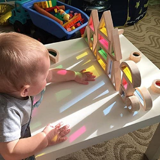 Wooden Rainbow Stacking Blocks Creative Colorful Learning And Educational