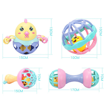 Soft rubber animal hand grasping ball chicken baby holding ring ball