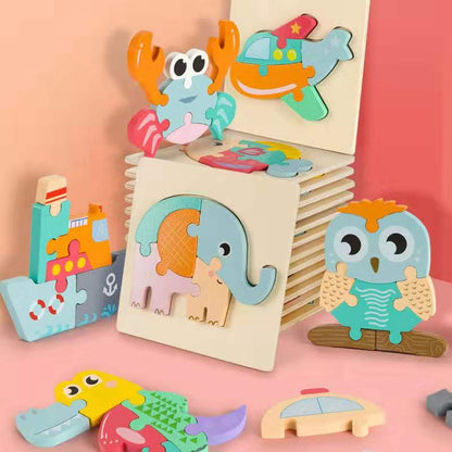 Cartoon three dimensional animal puzzle