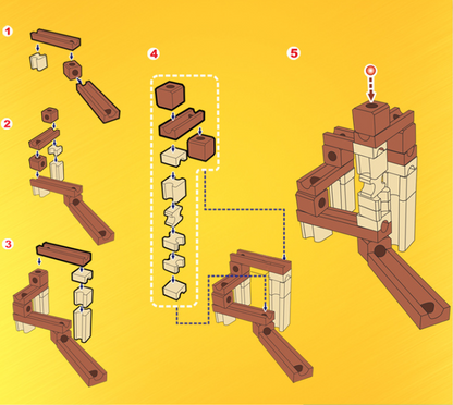 Wood Marbles Building Run Maze Ball Blocks Rollercoaster Style