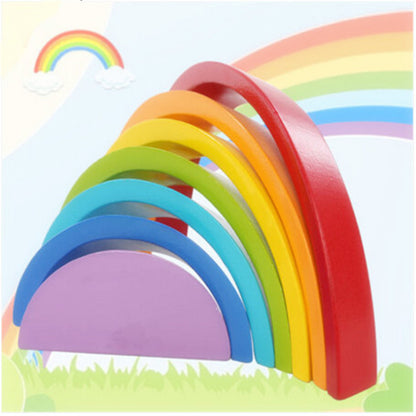 Kids Wooden Blocks Rainbow Wooden Buliding Blocks