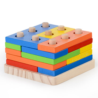 Young children assembling cube toy