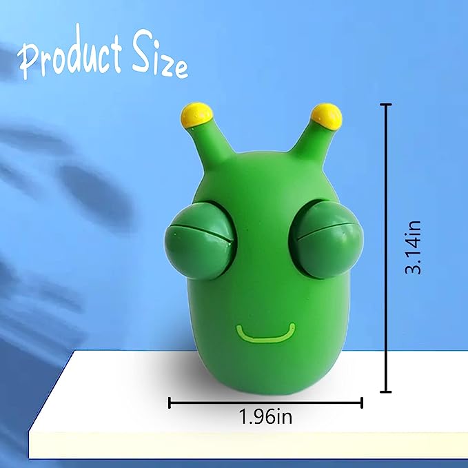 Funny Grass Worm Pinch Toy, Green Eye Bouncing Worm Squeeze Toy,