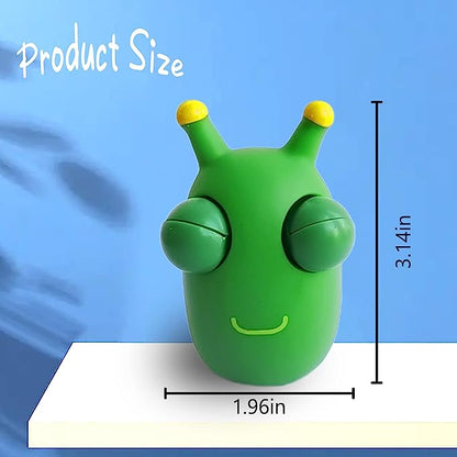 Funny Grass Worm Pinch Toy, Green Eye Bouncing Worm Squeeze Toy,