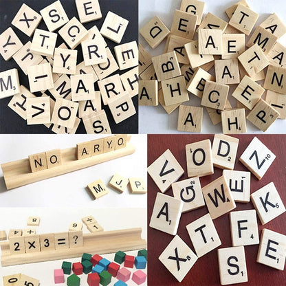 Scrabble Wood Tiles Pieces Full Sets 100 Letters Wooden Replacement Pick