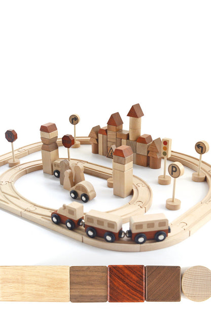 Wooden Creative Forest Track Children Puzzle To Build Urban Rail Transit Wooden Toys