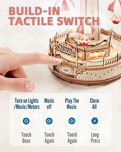 Parachute Tower DIY Music Box Building Block Amusement Park Series