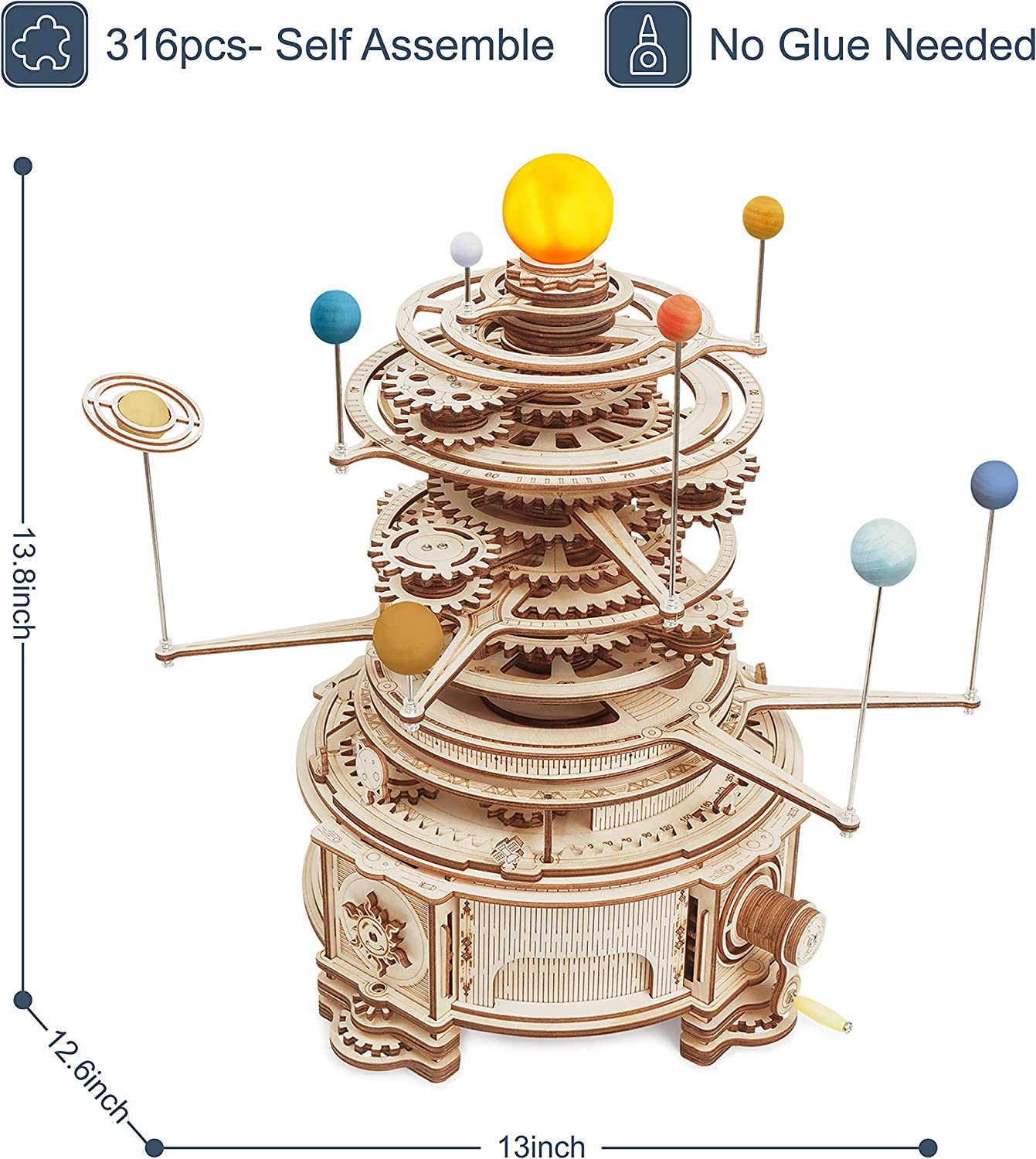 Robotime ROKR 316PCS Rotatable Mechanical Orrery 3D Wooden Puzzle