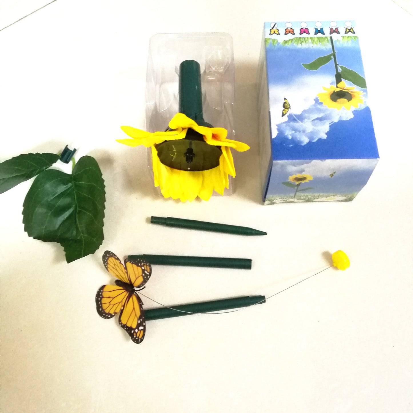 Solar Powered Butterfly with Sunflower Flying Vivid Solar Powered Bird