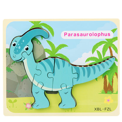 Baby Wooden Cartoon Dinosaur 3D Puzzle Jigsaw for Kids