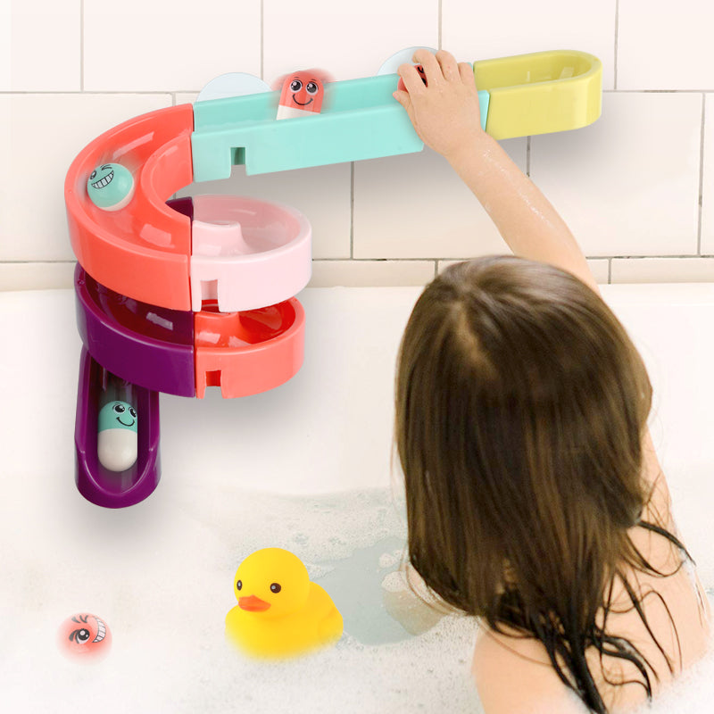 Kids Bath Toys Wall Suction Cup Marble Race Run Track Bathtub