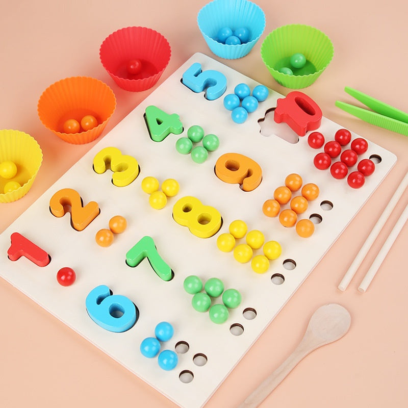 Children's Wooden Fine Action Digital Clip Beads Operation Board