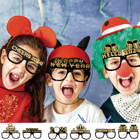 3D Glasses Happy New Year Children Kids Party Photograph Decoration Props