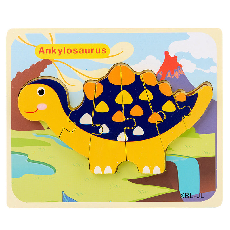 Baby Wooden Cartoon Dinosaur 3D Puzzle Jigsaw for Kids