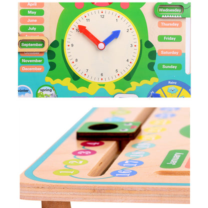 Montessori Wooden Toys Baby Weather Season Calendar Clock Time