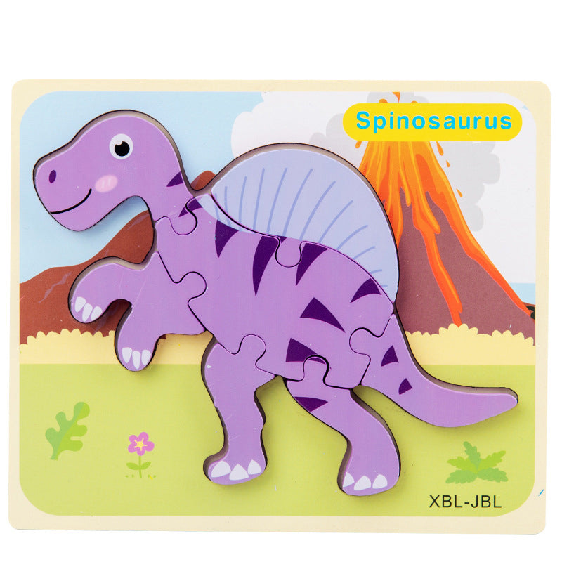 Baby Wooden Cartoon Dinosaur 3D Puzzle Jigsaw for Kids