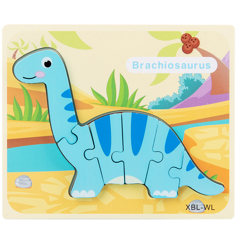 Baby Wooden Cartoon Dinosaur 3D Puzzle Jigsaw for Kids