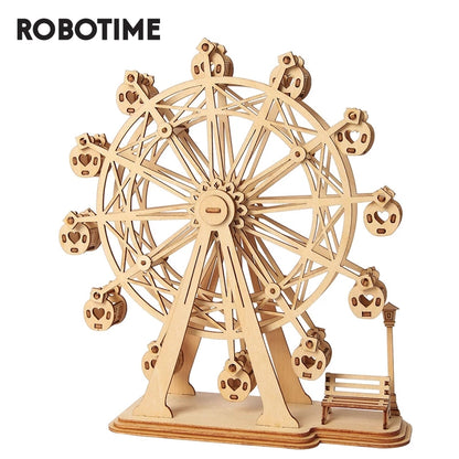 Robotime DIY Wooden Rotatable Ferris Wheel Model With Playing Music