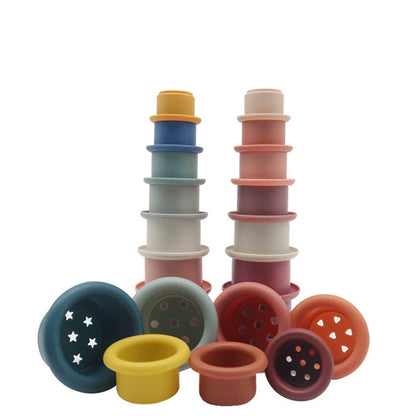 Baby Stacked Cup Stacking Interactive Jenga Children Silicone Infant Educational Toys