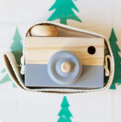 Cute Wooden Camera Toys Baby Kid Hanging Photography