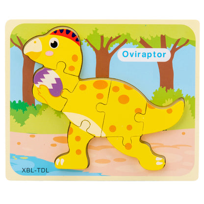 Baby Wooden Cartoon Dinosaur 3D Puzzle Jigsaw for Kids