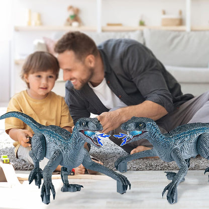 Remote Control Dinosaur Toys, Electric Walking Dinosaur Toy For Boys, Jurassic Velociraptor Toys With Realistic Simulation Sounds And Light For 3-7 Years Kids Gifts-Grey