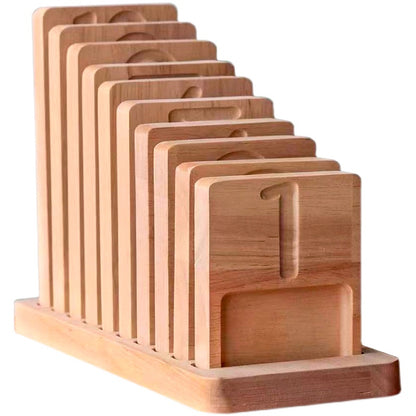 Wooden Montessori Toys Walnut Frame Counting Board Pyramid Tray Digital Numb