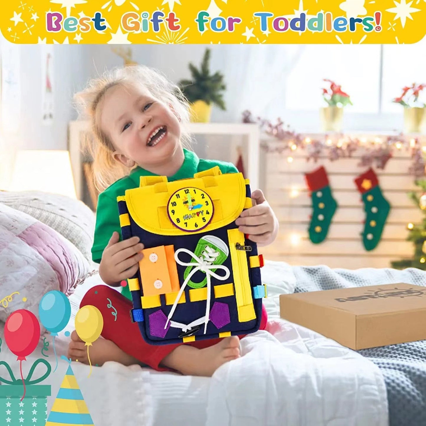 Toddler Busy Board Backpack With Buckles And Learning Activity Toys