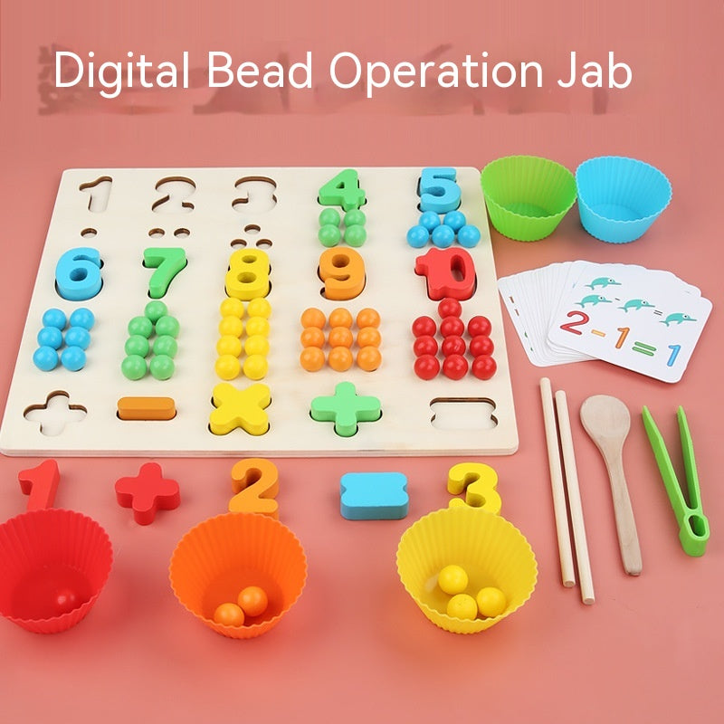 Children's Wooden Fine Action Digital Clip Beads Operation Board