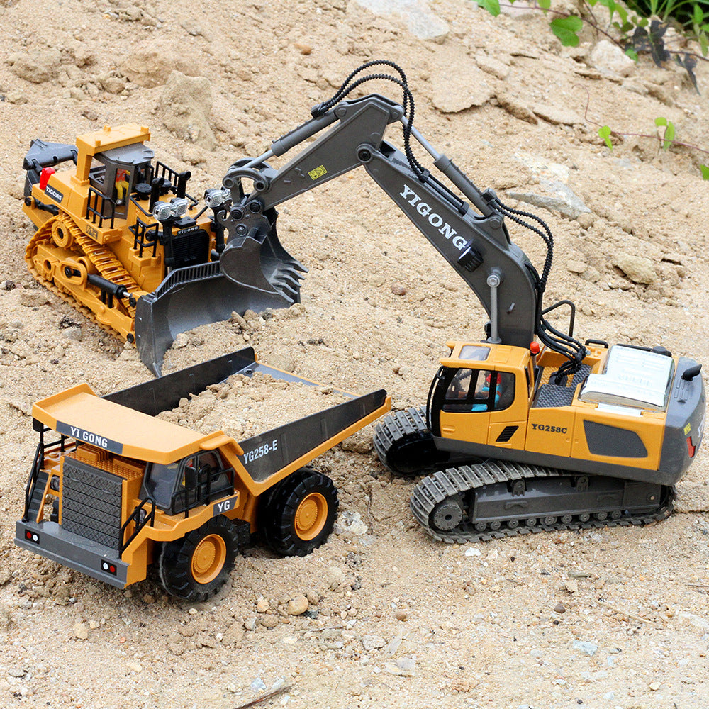 Children's Simple Alloy Charging Excavator Toy Car