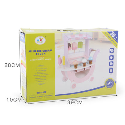 Wooden Kitchen Toy Play House Simulation Ice Cream Cart