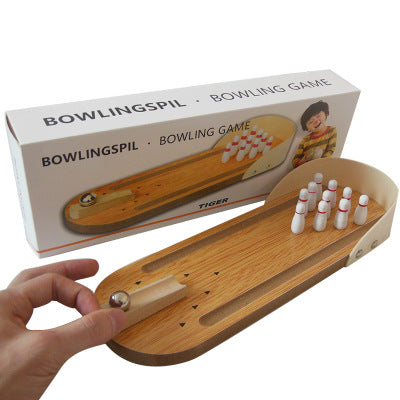 Mini Bowling Board Game Wooden Children's Educational Toys