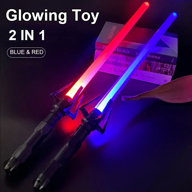 2pcs Toy Laser Sword Red And Blue Double Sword Retractable