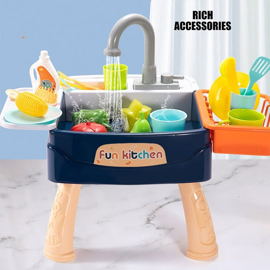 Kitchen Children Dishwasher Simulation Sink Faucet Circulating Water Electric Wash Table Toys