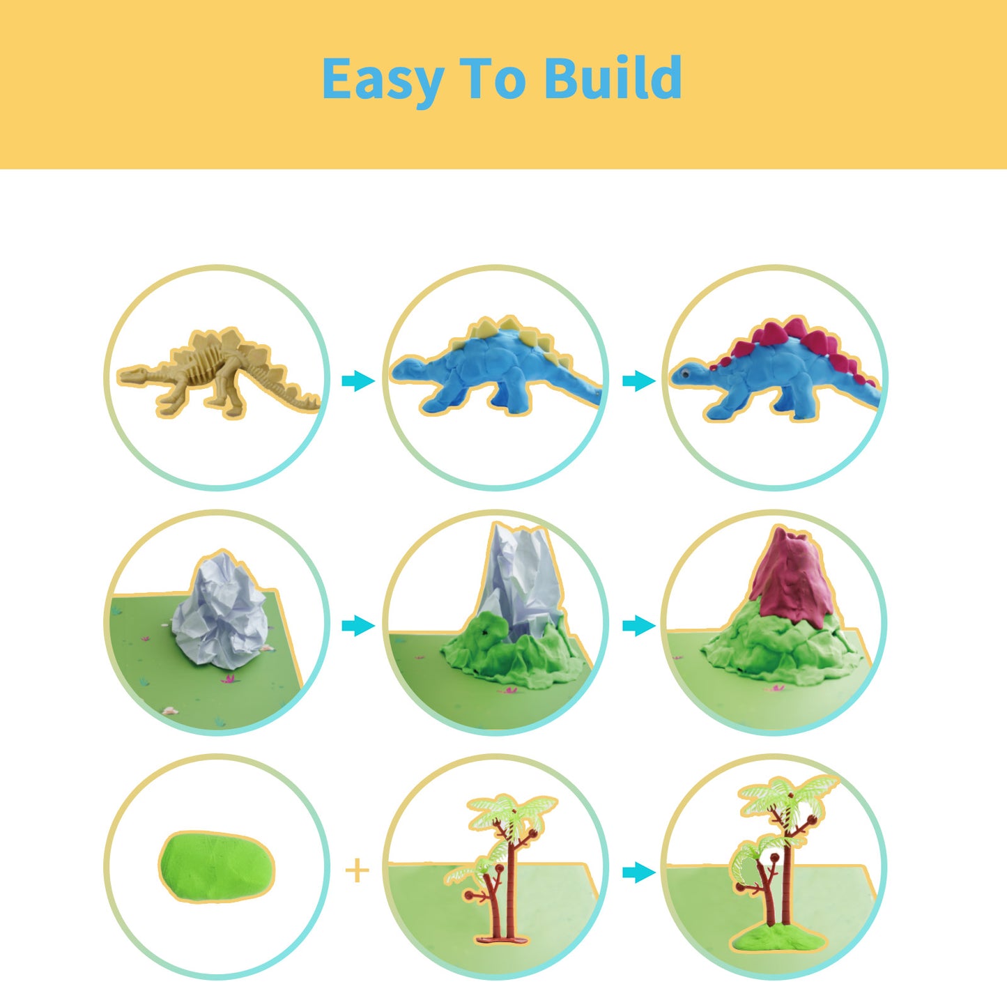 Robotime Dinosaur Air Dry Clay Kit Easy To Modeling Shape