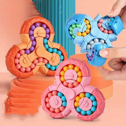 Magic Bean Puzzle Toy, Rotating Magic Bean Cube&Fidget Spinner Toys