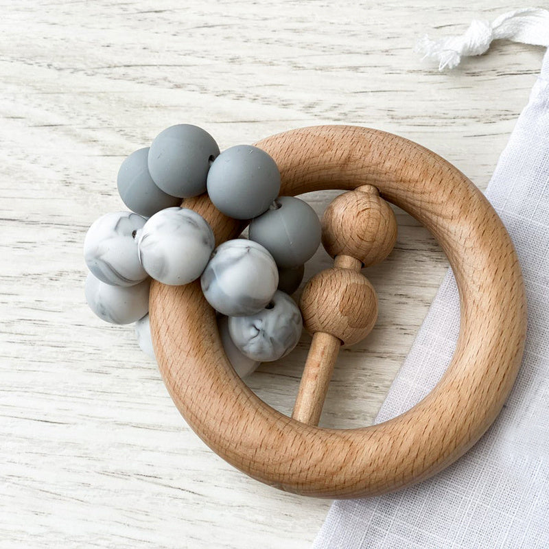 Baby Wooden Rattles, Raw Wooden Toys, Silicone Beads