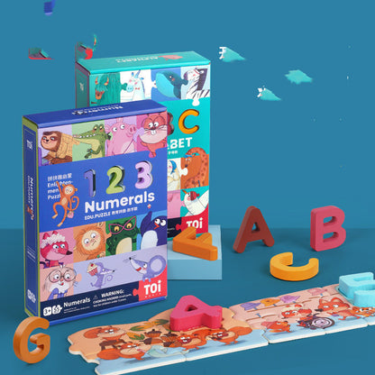 Wooden Numbers And Letters Puzzle Baby Children's Educational Toys