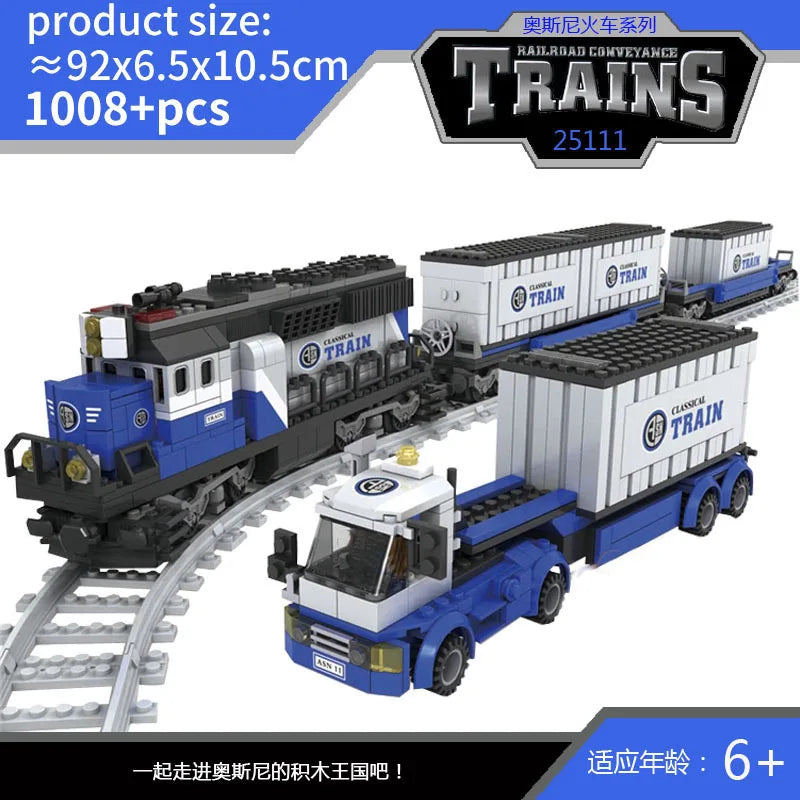City Train Set Steam Bullet Vehicle Cargo Railway Station