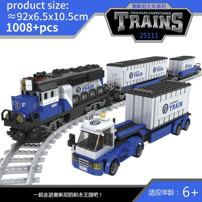 City Train Set Steam Bullet Vehicle Cargo Railway Station