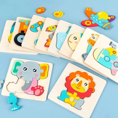 Montessori Toys 3D Puzzle Cartoon Animals Vehicle Cognitive Jigsaw Puzzle
