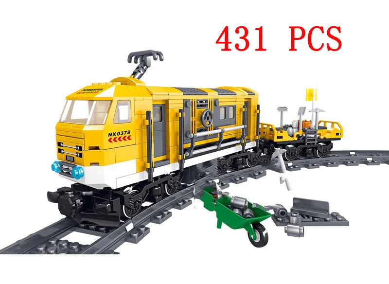 City Train Set Steam Bullet Vehicle Cargo Railway Station