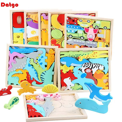Hot New 3D Puzzle Wooden Toys Baby Learning Educational Hand Grasp Board