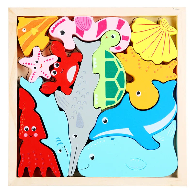 Hot New 3D Puzzle Wooden Toys Baby Learning Educational Hand Grasp Board